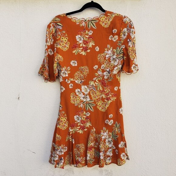 NICHOLAS Orange Floral Godet Mini Dress - Picture 3 of 8